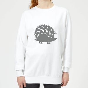Candlelight Folk Silhouette Hedge Hog Cutout Women's Sweatshirt - White