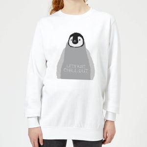 Candlelight Baby Penguin Lets Just Chill Out Women's Sweatshirt - White