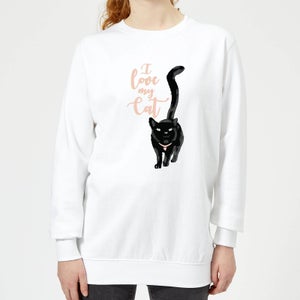 Candlelight I Love My Cat Black Cat Women's Sweatshirt - White