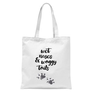 Wet Noses And Waggy Tails Paw Prints Tote Bag - White