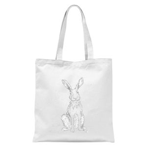 Hare Sketch Tote Bag - White