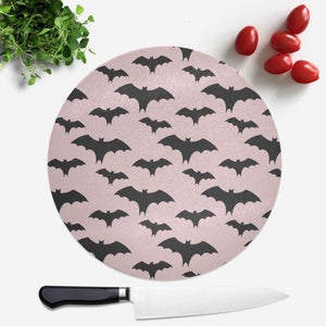 Black And Pink Bat Pattern Round Chopping Board