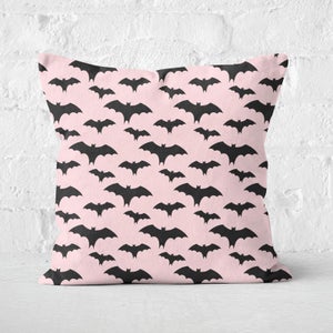 Black And Pink Bat Pattern Square Cushion