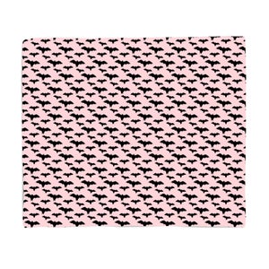 Black And Pink Bat Pattern Fleece Blanket