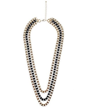 French Connection 3 Row Box Chain Necklace  - Gold -Blk