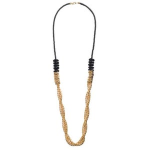 French Connection Twist Chain & Cord Necklace  - Black -Gold
