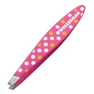 Tweezerman Mini Slant Tweezers (Neon Pink with White & Yellow Dots)