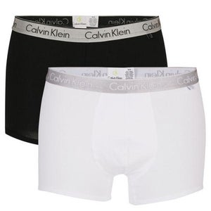 CALVIN KLEIN CK ONE 2 PACK TRUNK - WHITE/BLACK with SILVER WAISTBAND