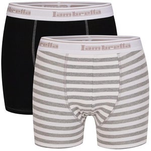 Lambretta Men's Two Pack Boxers - Black/Grey