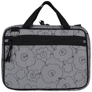 Thirty-One Double Zip Cosmetic Bag - Grey Quilted Poppy