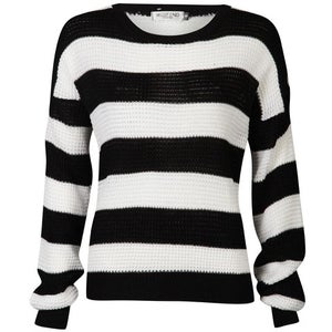 Moku Women's Monochrome Stripe Jumper - Black/White