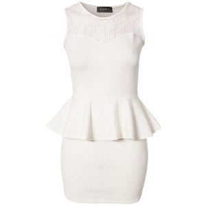 Club L Women's Candy Lace Peplum Dress - White