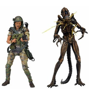 Aliens 7 Inch Action Figure 2-Pack Hudson Vs Brown Warrior