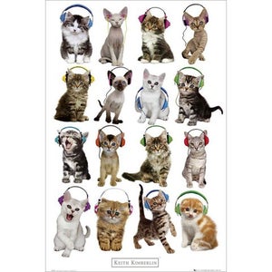 Keith Kimberlin Kittens Headphones - Maxi Poster - 61 x 91.5cm