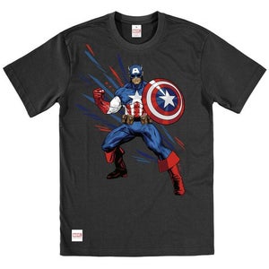 Captain America Men's T-Shirt - Black Shogun Design