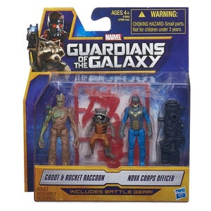 Guardians of the Galaxy Groot, Rocket Raccoon and Nova Corps Officer Action Figures