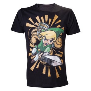 Zelda Men's Wind Waker Link With Sword T-Shirt - Black