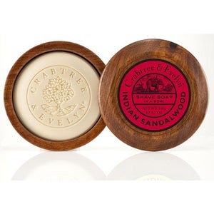 Crabtree & Evelyn Indian Sandalwood Shave Soap in Wooden Bowl (100g)