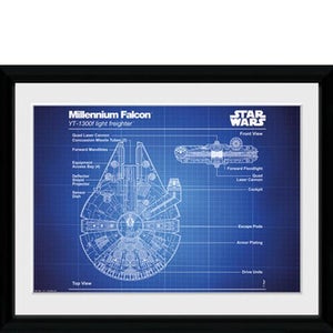 Star Wars Millennium Falcon Blueprint - 30x40 Collector Prints