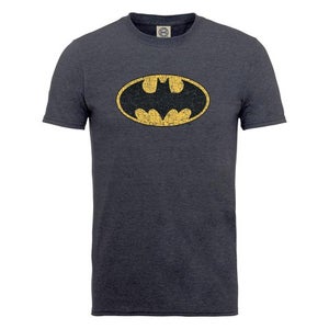 DC Comics Men's T-Shirt Batman Crackle Logo - Dark Heather