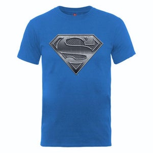 DC Comics Men's T-Shirt Superman Plate Logo - Royal Blue