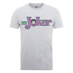 DC Comics Men's T-Shirt The Joker Crackle Logo - Heather Grey
