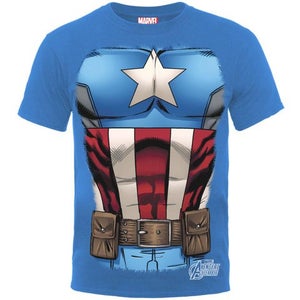 Marvel Avengers Assemble Men's T-Shirt Captain America Chest Burst - Royal Blue