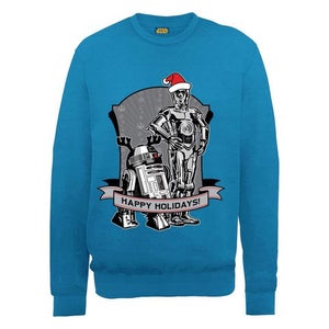 Star Wars Christmas Happy Holiday Droids Sweatshirt - Royal Blue