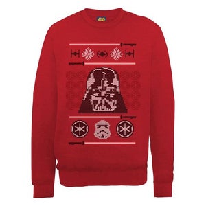 Star Wars Christmas Darth Vader Head Sweatshirt - Red