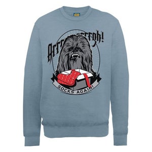 Star Wars Christmas Chewbacca Socks Again Sweatshirt - Indigo Blue