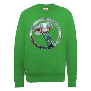 Marvel Avengers Assemble Thor Montage Symbol Men's Sweatshirt - Irish Green