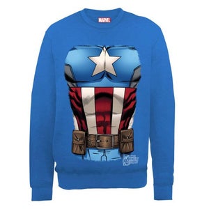 Marvel Avengers Assemble Captain America Chest Burst Men's Sweatshirt - Royal Blue