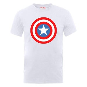 Marvel Avengers Assemble Captain America Simple Symbol Men's T-Shirt - White