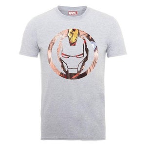 Marvel Avengers Assemble Iron Man Montage Symbol Men's T-Shirt - Grey