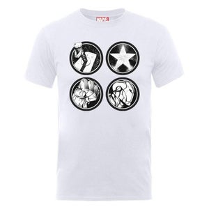 Marvel Avengers Assemble Main Logos Men's T-Shirt - White