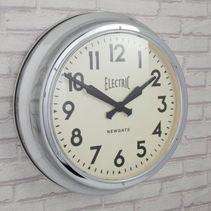 Newgate Giant Electric Wall Clock - Chrome