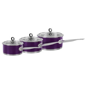 Morphy Richards 46393 3 Piece Saucepan Set - Plum - 16/18/20cm
