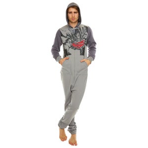 DC Comics Superman Sketch Print Hooded Onesie - Grey - One Size