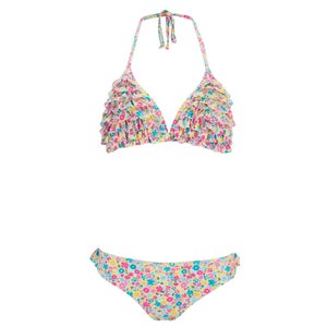Animal Women's Pattine Ruffle Triangle Bikini - Pastel Pink