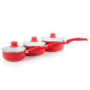 Cook In Colour Ceramic Non-Stick 3 Piece Pan Set - Red