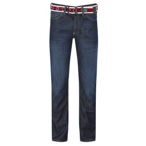 Crosshatch Men's Oklahoma Belted Jeans - Dark Wash