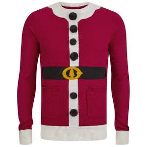 Brave Soul Men's Santa Christmas Jumper - Red/White
