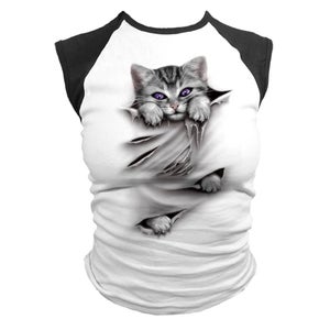 Spiral Women's BRIGHT EYES Baseball Top - White