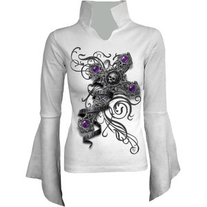 Spiral Women's TRUE LOVE High Neck Goth Top - White