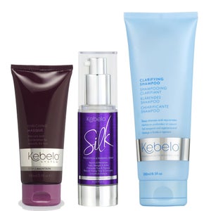 Kebelo Clarifying Shampoo 250ml, Enriching Masque 100ml, Silk Cream 30ml (Site Wide Free Gift)