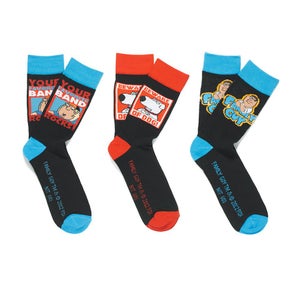 Family Guy Men's 3 Pack Socks - Black/Multi