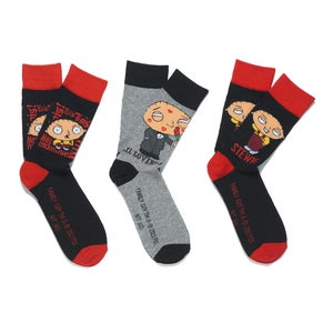 Family Guy Men's 3 Pack Socks - Black/Red