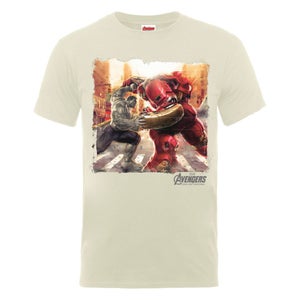 Marvel Avengers Men's Age of Ultron Hulk vs. Hulkbuster Scene T-Shirt - Nude