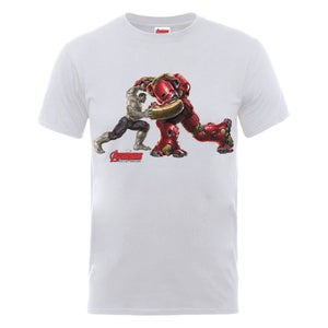 Marvel Avengers Men's Age of Ultron Hulk vs. Hulkbuster T-Shirt - Ash Grey