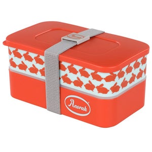 Anorak Kissing Rabbits Stacking Snack Box - Orange/Blue